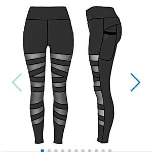 New POP Fit "Ava" Black High-Waisted Mesh Bandage Panels Leggings